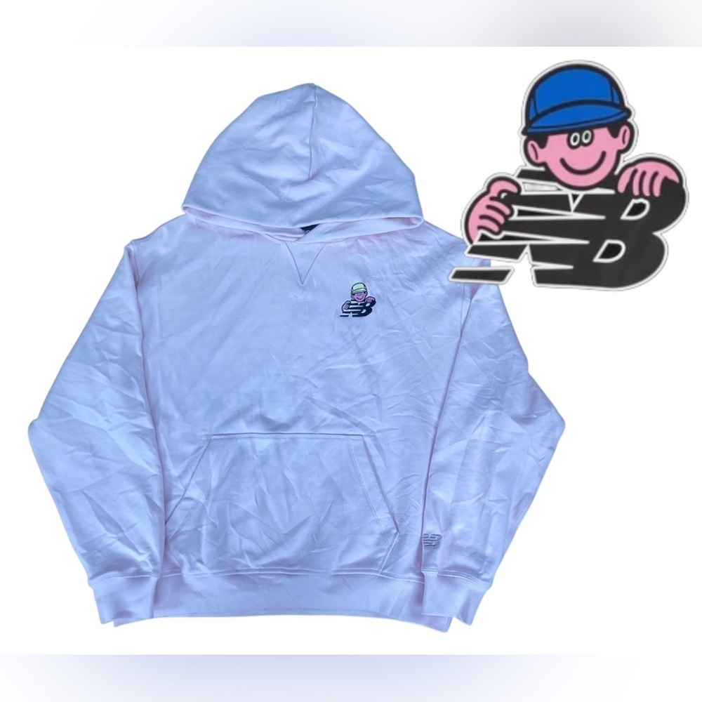 Rare NEW BALANCE x Face Oka Character Hoodie Pink‎ Mens Small